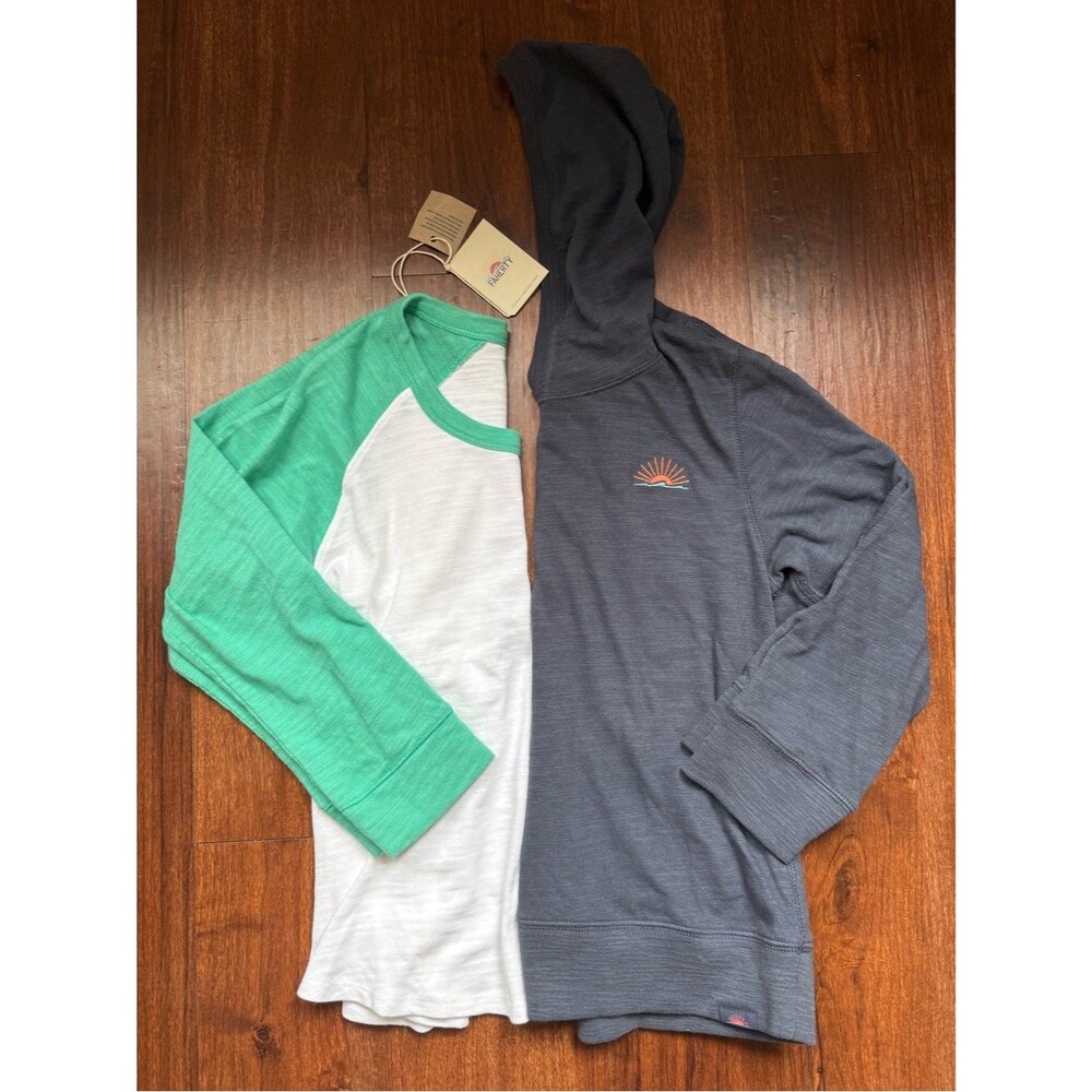 BUNDLE: NWT Faherty Boys Henley & Hoodie Sz 10 - 100% Organic Cotton